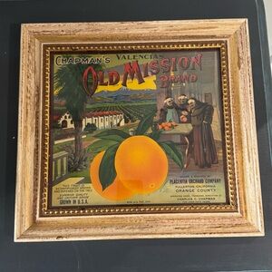 Chapman's Old Mission Brand Valencias 13" x 14”Vtg. Advertisement Orchard Framed